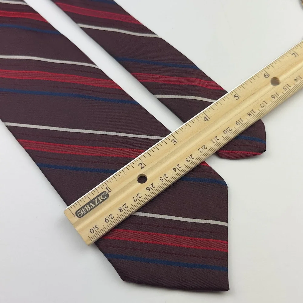 Andrini Mens Silk Tie Burgundy Red Navy Blue Striped Made in Italy Classic